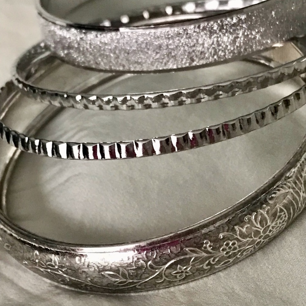 Elegant Silver Bangle Set
